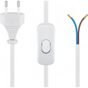 C&acirc;ble avec fiche europ&eacute;enne &agrave; confectionner - avec interrupteur, 1,5 m, blanc