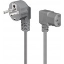 C&acirc;ble de raccordement pour appareils froids, coud&eacute; des deux c&ocirc;t&eacute;s, 2 m, gris