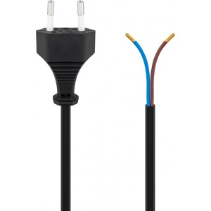 C&acirc;ble avec fiche europ&eacute;enne &agrave; confectionner, 1,5 m, noir