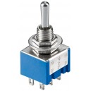 Interrupteur &agrave; bascule miniature, MARCHE - ARR&Ecirc;T - MARCHE, 6 broches, bo&icirc;tier bleu