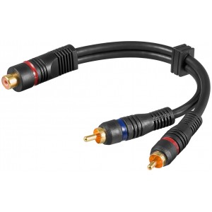 C&acirc;ble adaptateur audio Y, 1x RCA m&acirc;le vers RCA femelle st&eacute;r&eacute;o, OFC, Double Blindage