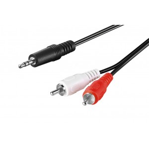 C&acirc;ble adaptateur audio AUX, jack 3,5 mm vers prise RCA st&eacute;r&eacute;o, CU