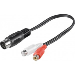 Adaptateur de c&acirc;ble audio, DIN femelle vers RCA m&acirc;le st&eacute;r&eacute;o