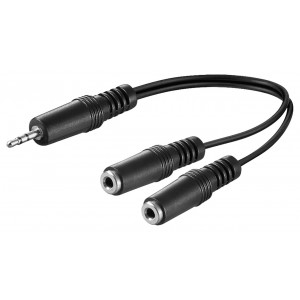 Adaptateur de c&acirc;ble audio en Y 3,5 mm, 1x m&acirc;le 2x femelle mono