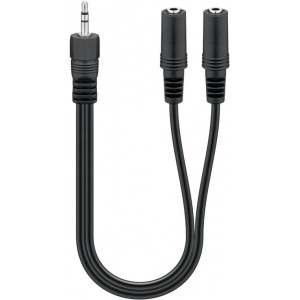 Adaptateur de c&acirc;ble audio en Y 3,5 mm, 1x m&acirc;le vers 2x femelles st&eacute;r&eacute;o