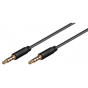 C&acirc;ble de connexion audio AUX, 3,5 mm st&eacute;r&eacute;o 4 p&ocirc;les, slim, CU