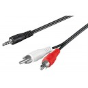 C&acirc;ble adaptateur audio AUX, jack 3,5 mm vers fiche RCA st&eacute;r&eacute;o