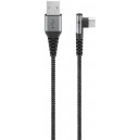 C&acirc;ble Textile USB-C&trade; vers USB-A avec Fiches M&eacute;talliques (Gris Sid&eacute;ral/Argent), 90&deg;, 2 m