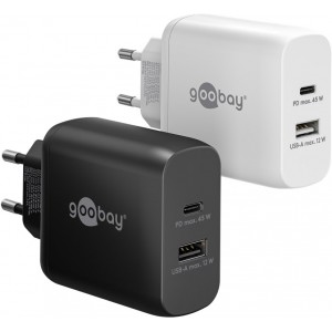 Chargeur Rapide Double USB-C&trade; PD GaN (45 W) blanc