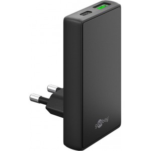 Chargeur rapide 90&deg; 1x USB-C / 1x UBS-A 45W noir